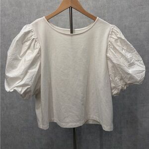 Women's White Puff Sleeve Top